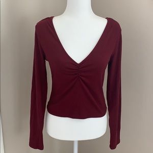 Pacsun Basics Maroon Long Sleeve V-Neck